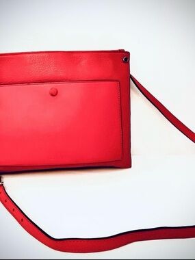 SANDRO Paris Red Leather Crossover Handbag.
